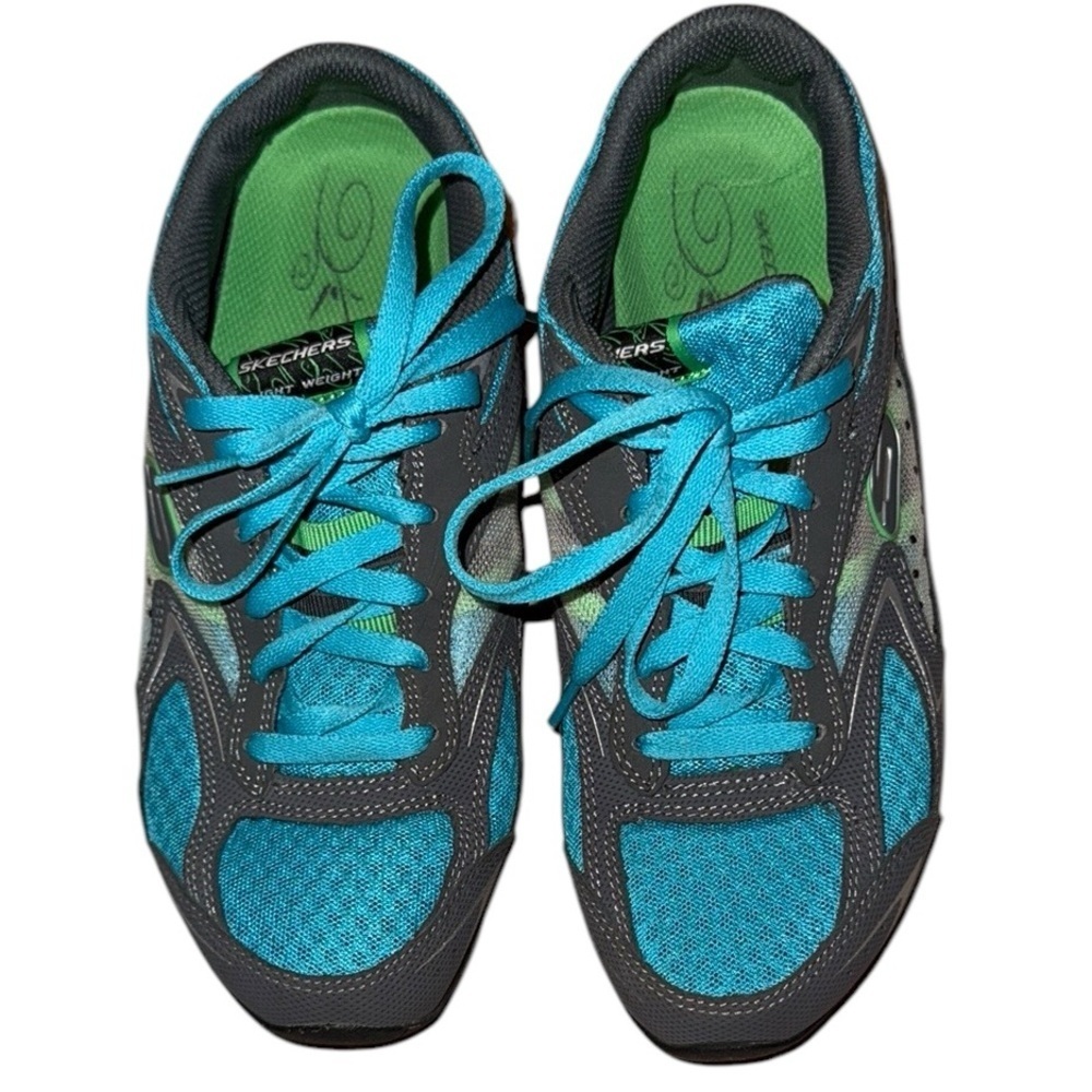 🌸SKECHERS LIGHTWEIGHT TURQUOISE/GRAY SNEAKERS